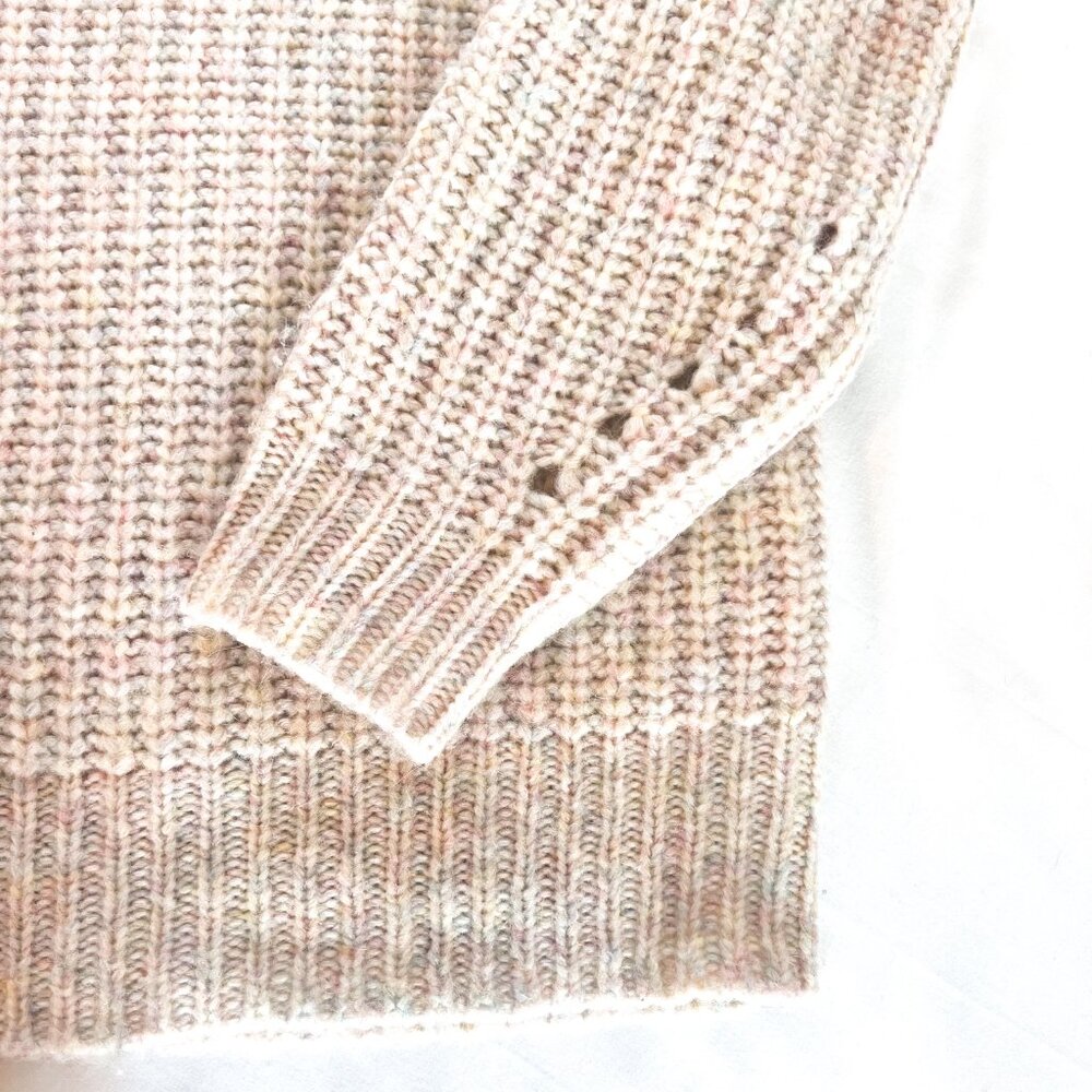 J. Crew Button Shoulder Mockneck Sweater Ivory Rainbow Mauve Supersoft Small - Picture 6 of 10